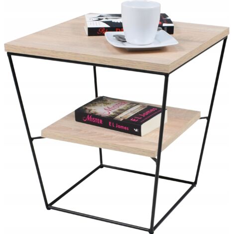 Tavolo V Wire con ripiano, rovere nero Sonoma