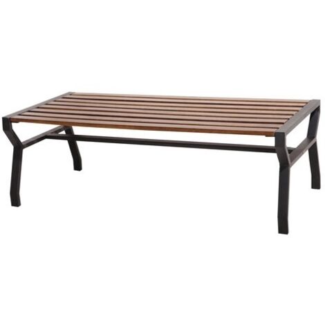 TAVOLO VALY IN ACCIAIO CON DOGHE IN LEGNO 122X60XH42 cm