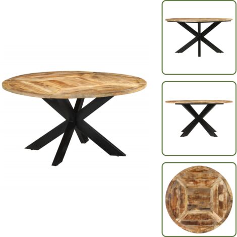 Tavolo vintage - vidaXL Tavolo da Pranzo Ø150x76 cm in Legno Grezzo Massello di Mango -