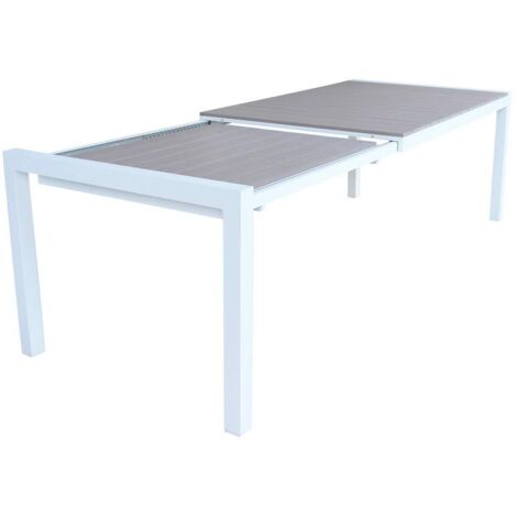TAVOLO WAIKIKI ALLUMINIO BIANCO ALLUNGABILE 162/242X100X74H PIANO IN POLYWOOD