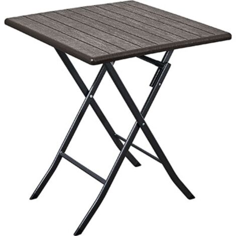 TAVOLO WOOD DOMUS - HDPE MARRONE/ACCIAIO CM 62X62 H.CM 74 - 1 pezzo