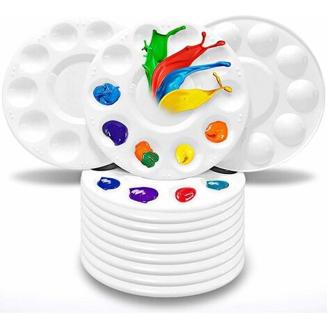 Tavolozze di colori, tavolozze di colori in plastica per studenti, scuola o lezioni d'arte - Confezione da 12
