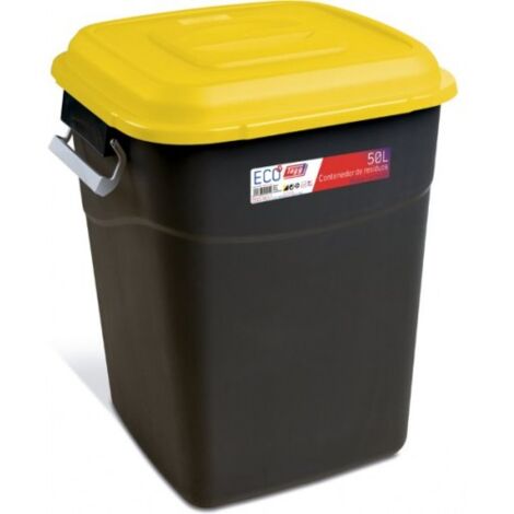 TAYG CONTENEDOR  50 L.NEGRO TAPA AMARILLO 410400510 mm.