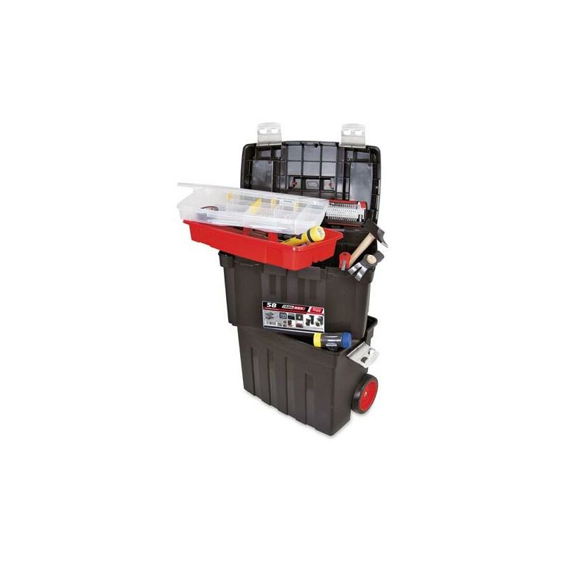 Image of Toolbox - On Wheels - 470 x 290 x 630 mm - with Tray and Box - 85,8 l