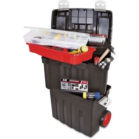 Tayg Werkzeugkasten auf Rädern mit Ablage und Box, 470x290x630 mm, 85,8 L