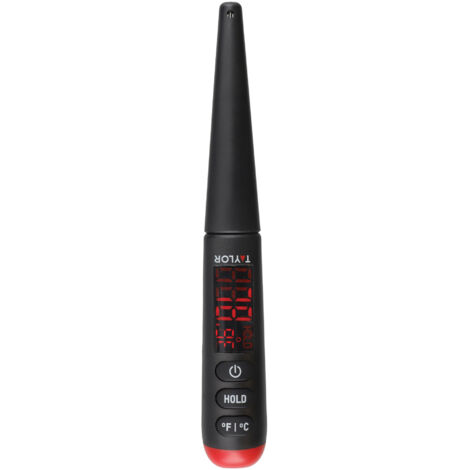 Taylor Pro Digitales Lebensmittelthermometer Mitheller LED-Anzeige, ideal für Fleisch und Fisch, Kunststoff/Edelstahl, schwarz, 24,5cm