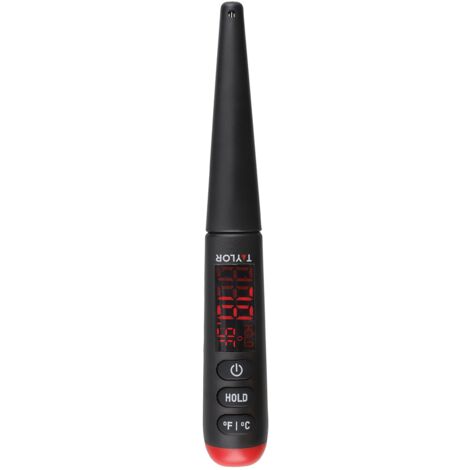 Taylor Pro Sonda Digitale per Termometro da Cucina in Acciaio Inossidabile e Plastica, con Display LED, Adatta per Carne, Pesce e Marmellata, Nero, 24.5 cm