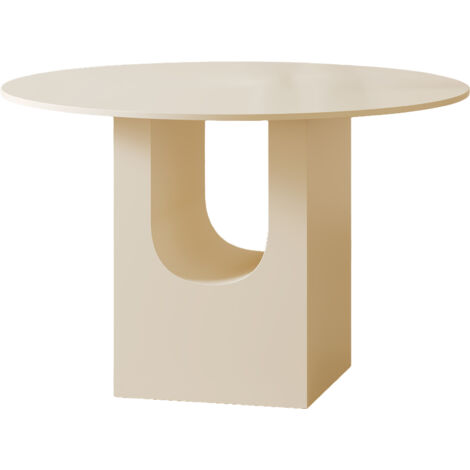 TAYZA - Table à manger ronde en marbre d'ingénierie beige
