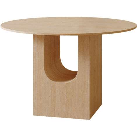 TAYZA - Table à manger ronde en marbre d'ingénierie couleur travertin