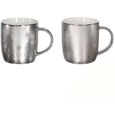 Taza Abombada 370 Cc Todo Plata Porcelana Plata
