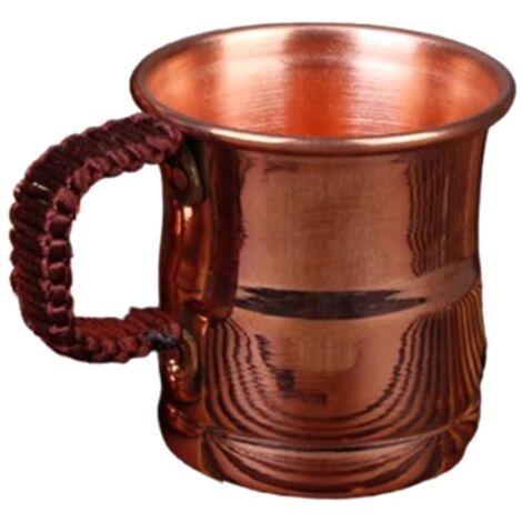 Taza de agua de cobre macizo y grueso, estilo moscovita, con asa grabada, 400 ml (unidad).