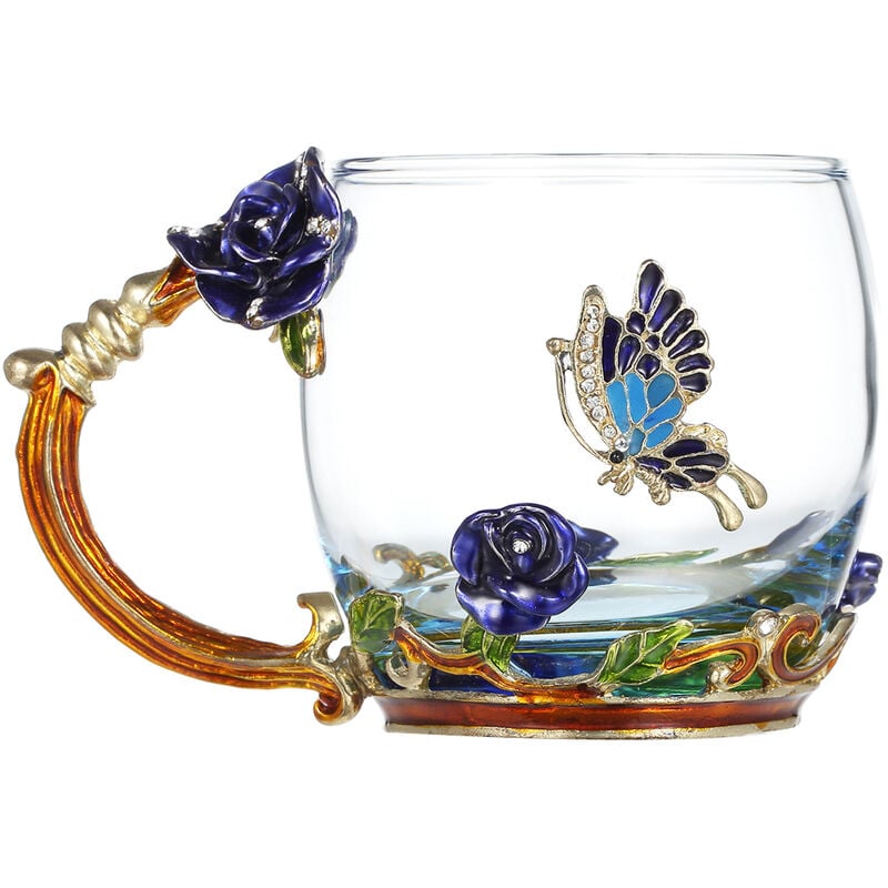 

Taza de bebida de taza de agua artesanal esmaltada, con diseno de asa,Azul, tipo 2