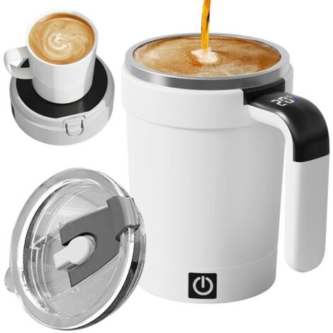 Taza de café autoagitadora, con agitador magnético e indicador de temperatura, 380 ml, para chocolate caliente y bebidas con leche.