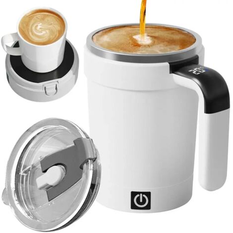Taza de café autoagitadora con agitador magnético y pantalla de temperatura, 400 ml, ideal para chocolates calientes y bebidas con leche.