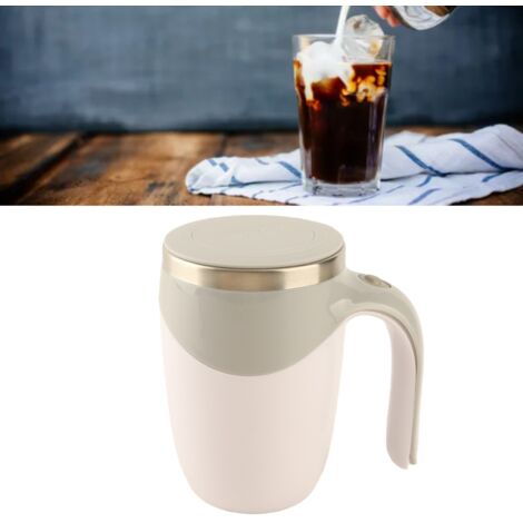 Taza de café con agitador magnético automático – Taza eléctrica con agitador – Interior de acero inoxidable, 380 ml – Blanca – Recargable por USB