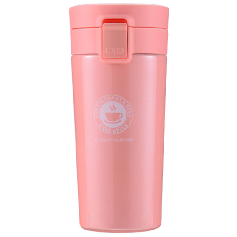 

Taza de cafe de viaje con aislamiento de acero inoxidable de 380 ml, vaso con aislamiento al vacio de doble pared, tapa abatible para botella de agua