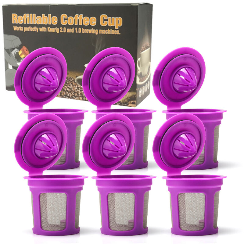 

Taza de capsulas de cafe Filtros de cafe recargables y reutilizables Colador de malla grande Entrada grande con cepillo y cuchara de repuesto para