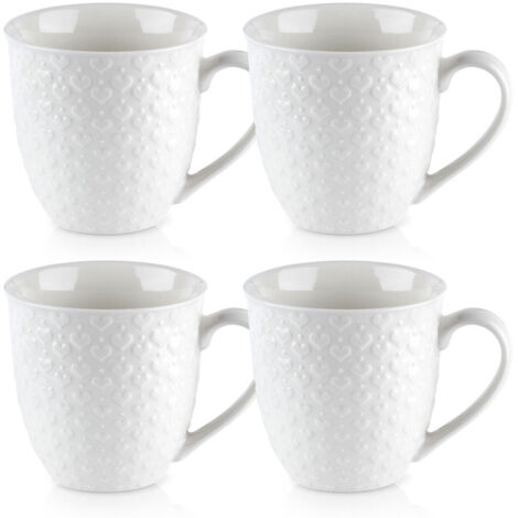 Taza de cerámica con asa para beber café o té, juego de tazas blancas de 580 ml, 4 piezas.