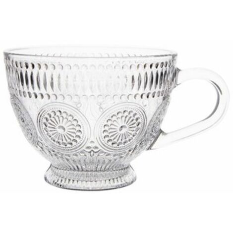 Taza de cristal, taza vintage, decoración para café o té, 430 ml, 1 pieza, Daisy
