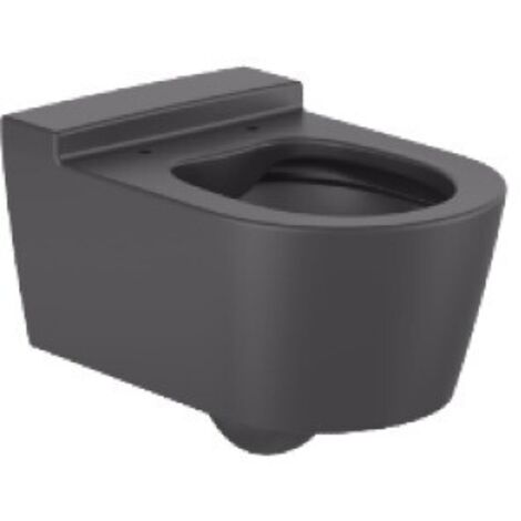 Taza de inodoro suspendido sin tapa con descarga dual 4,5/3L. Rimless®  ROUND INSPIRA - ROCA Color: Onix