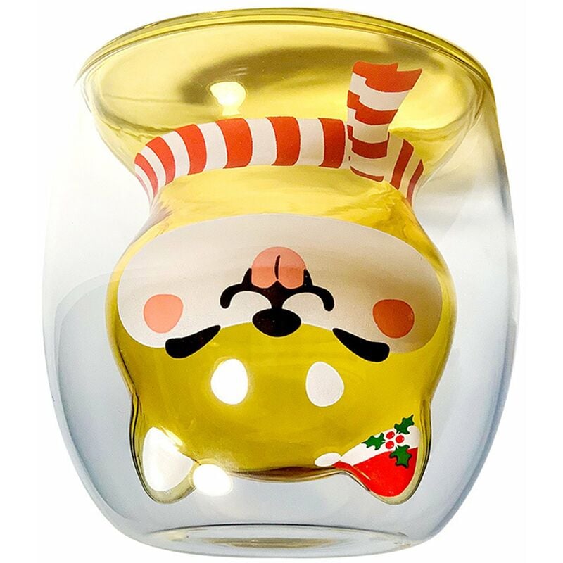 

Happyshopping - Taza de Navidad Taza de vidrio con aislamiento de doble pared Taza de Shiba Inu linda Taza de leche Taza de agua Regalo de