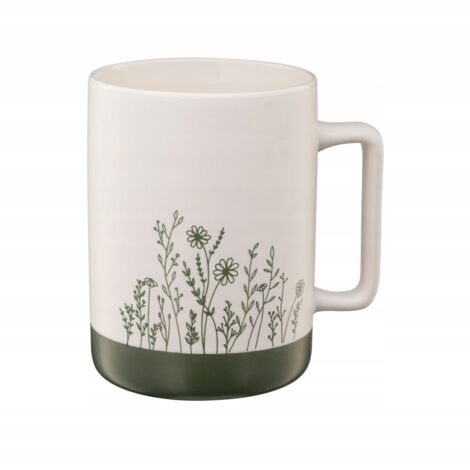 Taza de porcelana 405 ml blanca y verde para café y té 1 ud.