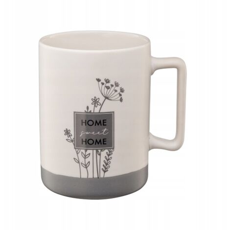 Taza de porcelana 405 ml color blanco y gris para café y té 1 ud.