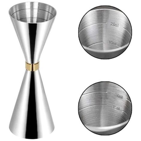 Taza medidora, taza medidora de cóctel estilo japonés 1 oz / 2 oz, taza medidora de alta calidad, medida de doble trago hecha de acero inoxidable, para bebidas de fiesta, vino, cócteles, artesanía de 