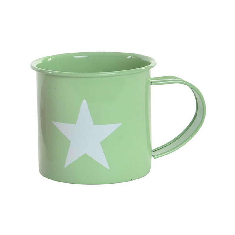 

Taza/Mug de Desayuno realizada en Metal, con dibujos de Estrella, de 360 ml. Diseño Industrial, con estilo Vintage - Hogar y Más Verde