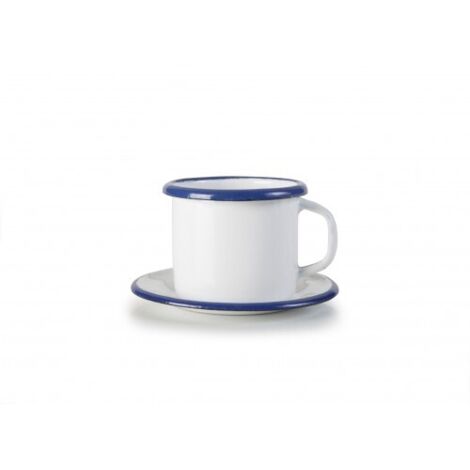 TAZA + PLATILLO BLANCA 5CM ACERO
