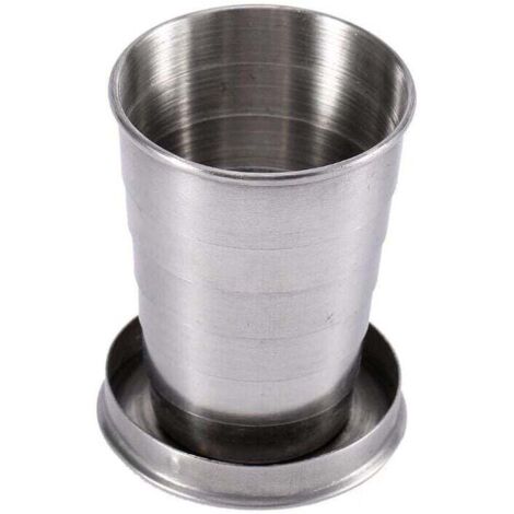 Taza plegable AIPERQ de 240 ml/140 ml/75 ml, de acero inoxidable, telescópica, con llavero, para vino, apilable, para exteriores, para acampar, plegable (S)
