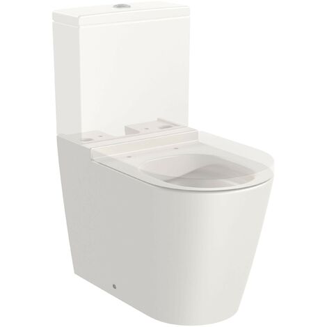 Taza Rimless adosada a pared con salida dual para inodoro de tanque bajo (ROUND) - ROCA Color: Beige