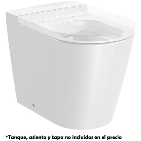 Taza Rimless® adosada a pared con salida dual para tanque alto o empotrable ROUND INSPIRA - ROCA Color: Blanco