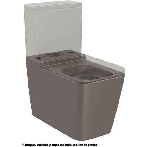 Taza Rimless con salida dual para inodoro de tanque bajo SQUARE INSPIRA - ROCA Color: Gris oscuro mate