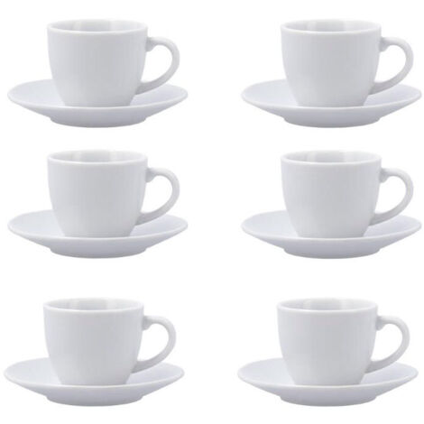 TAZAS CAFE 9 CL + PLATO PORCELANA NEW RENOVA SET 6