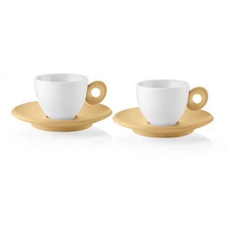 Tazas de café amarillo mostaza intenso