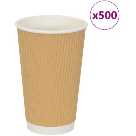 Tazas de café de papel 500 uds 16oz 400ml marrón