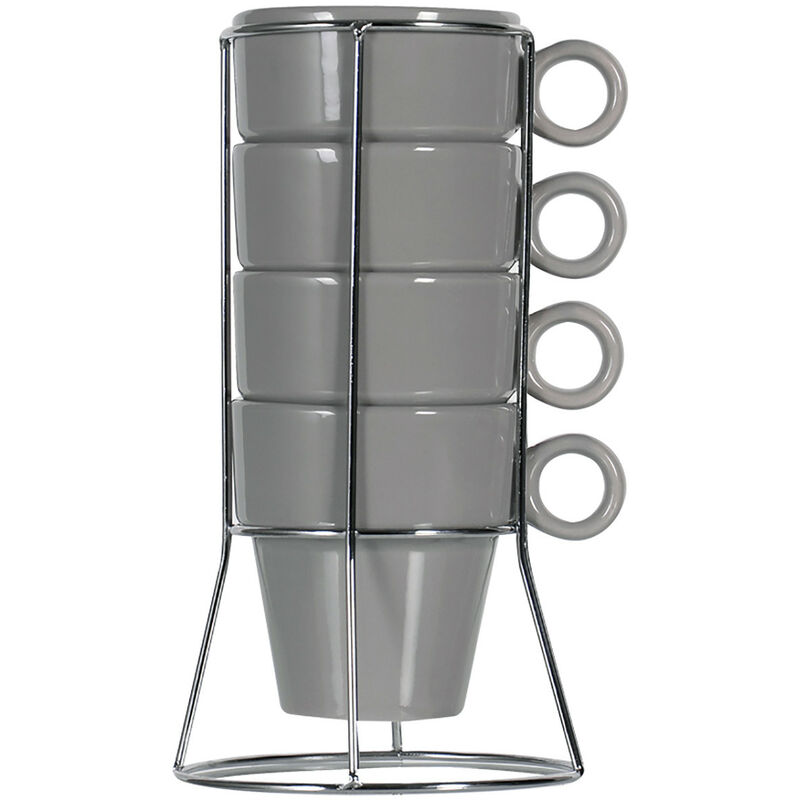 

TAZAS DE CAFÉ EN SET DE 4 CON BASE 22 CL Color - Gris oscuro