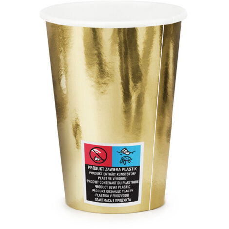 Tazas doradas, 220ml, 6 uds.