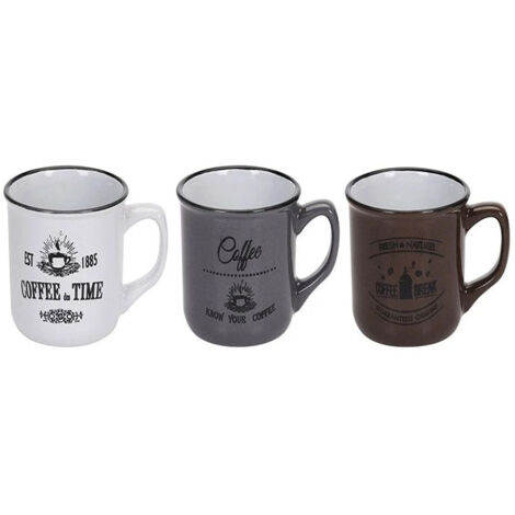 TAZAS MUGS COFFEE TIME 180 ML SET 3