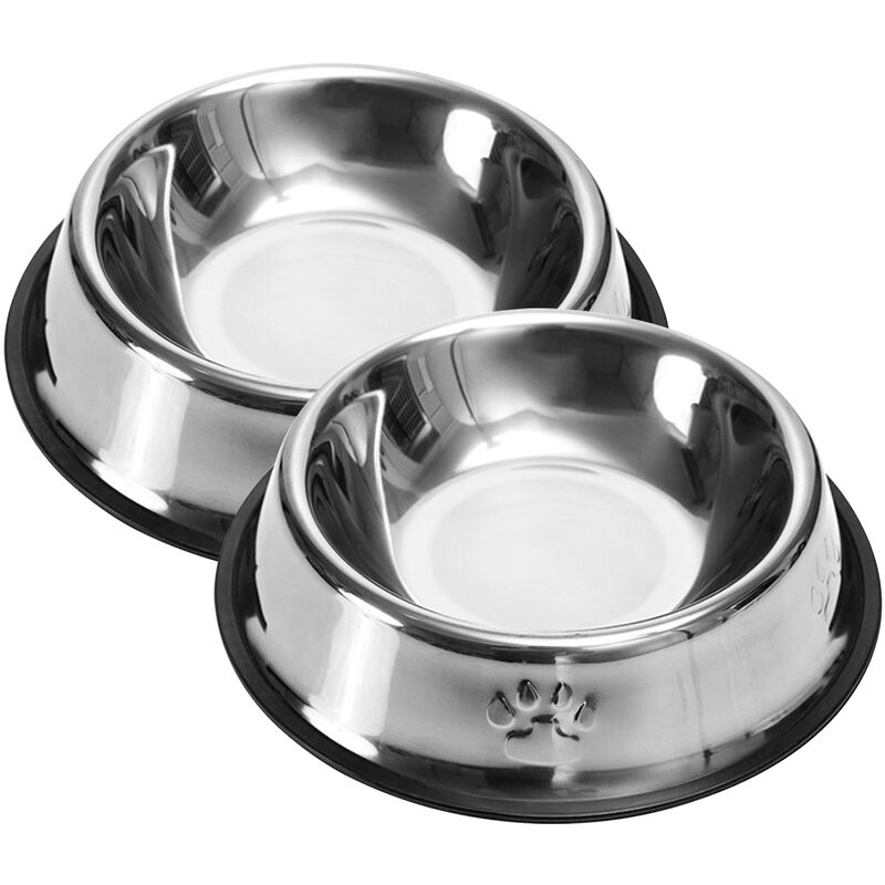 

Tazones de alimentacion practicos para mascotas de 2 piezas Tazones de comida de acero inoxidable antideslizantes universales para perros y