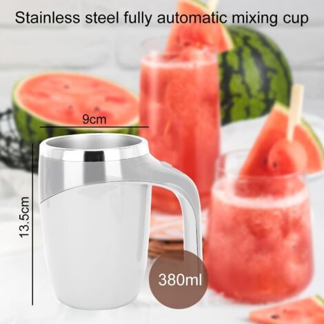 Tazza automescolante pigra in acciaio inox - Tazza da caffè elettrica magica da 380 ml (bianca)
