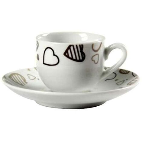 Tazza Caffè Porcellana Cuori Pz 6 Bellintavola