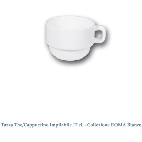 Tazza cappuccino - the' roma 17 cl impilabile porcellana saturnia acquisto minimo confezione 12 pezzi