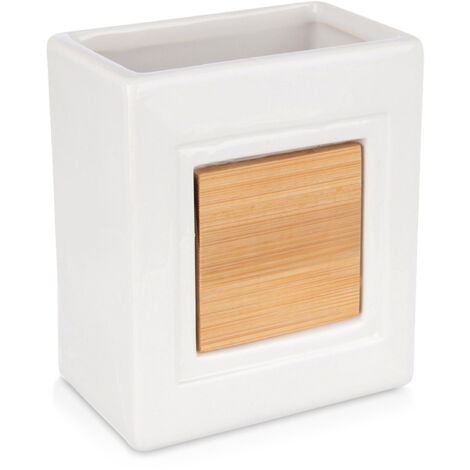 TAZZA DA BAGNO BIANCA PORTA SPAZZOLINO IN LEGNO DI DOLOMITE