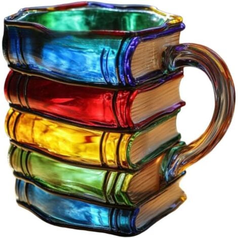 KZQ Tazza da caffè a forma di libro dipinta in 3D, tazza da caffè impilabile unica, decorazioni di Halloween e del Ringraziamento per camera da letto e corridoio
