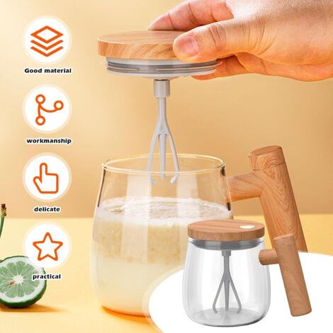 Tazza da caffè con mescolatore automatico, tazza con mescolatore da 400 ml con coperchio, tazza elettrica con mescolatore, tazza elettrica portatile con mescolatore (colore acero)