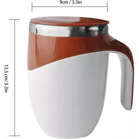 Tazza da caffè elettrica con mescolatore magnetico, tazza per mescolare in acciaio inossidabile  Tazza per mescolare automaticamente  Tazza per mescolare caffè e cacao  380 ml (marrone)