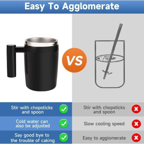 Tazza da caffè elettrica magnetica automatica in acciaio inossidabile da 400 ml per casa, ufficio, viaggio, caffè, latte, cioccolata calda, cacao, proteine