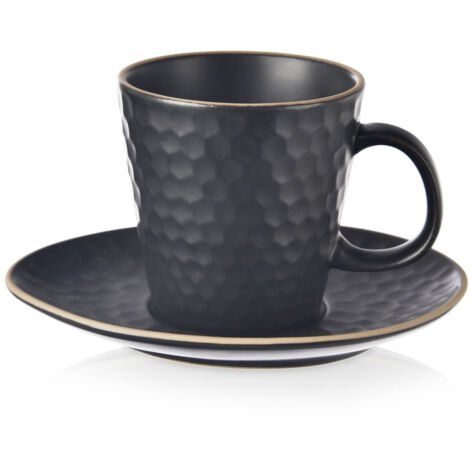 TAZZA DA ESPRESSO E PIATTINO IN CERAMICA NERA 95 ML